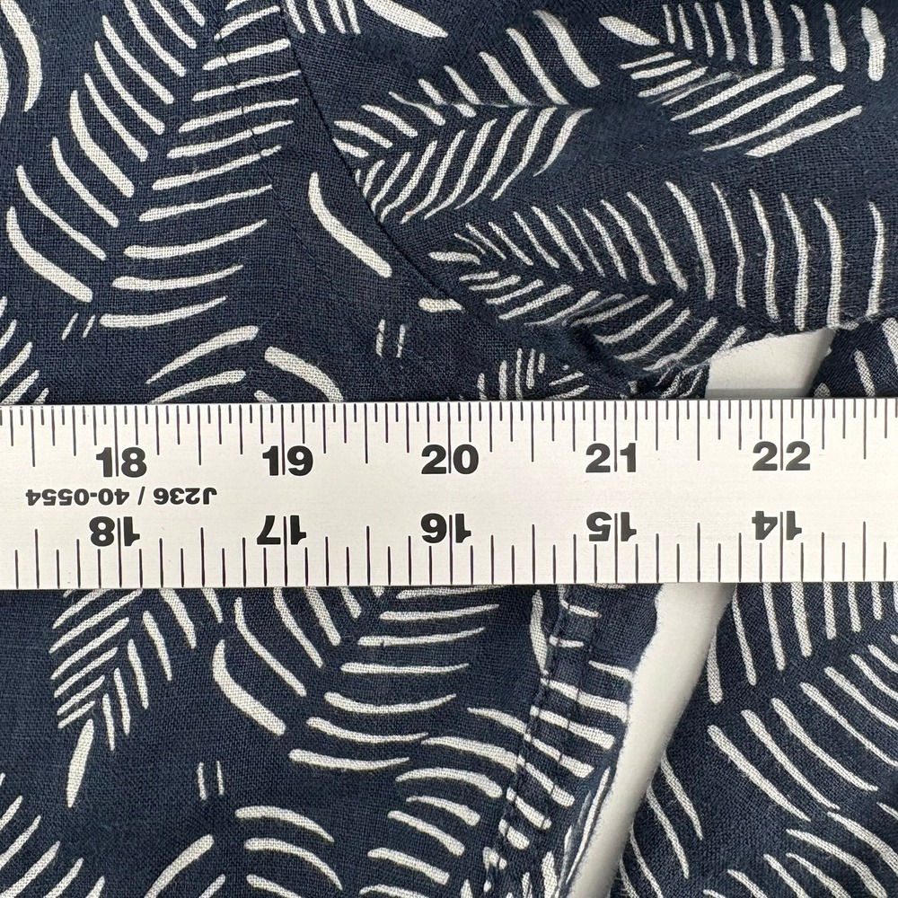 UNTUCKit Men's Large Slim Fit 100% Linen Leaf Print Button Down Shirt Blue - Picture 5 of 9